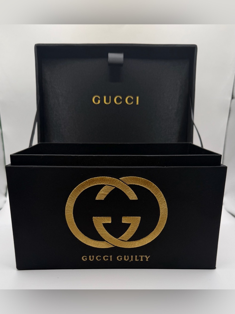 Gucci Guilty Luxury Embroidered Gift Box - Black & Gold Empty Keepsake Box NCO
